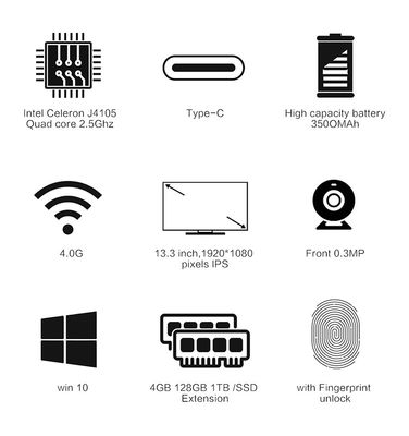 Λεπτός υπολογιστής PC 13,3 lap-top ίντσας εξωτερικής διαμέτρου αρσενηκού σπειρώματος με τους κατασκευαστές οργάνων ελέγχου οθόνης αφής 4k